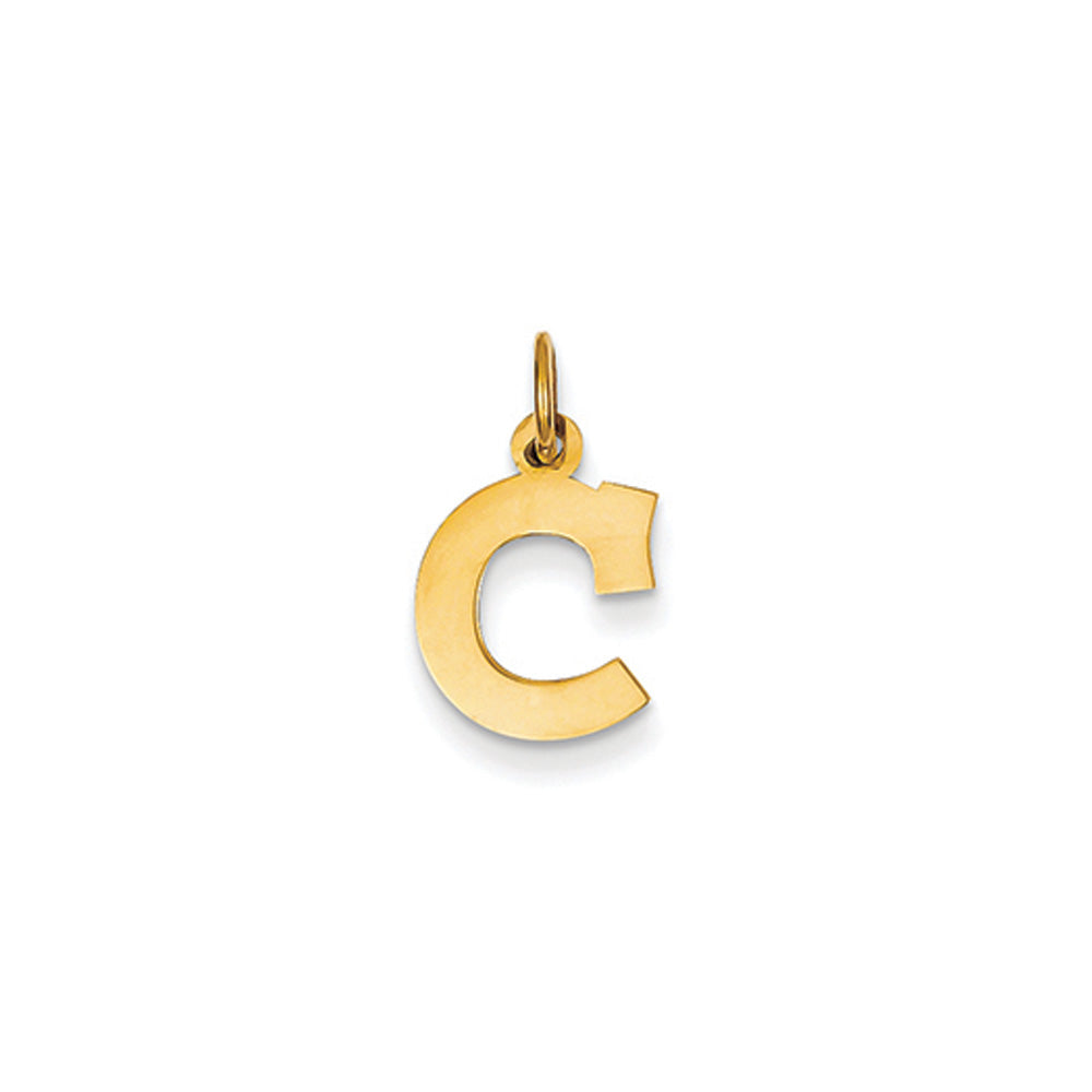 14k Yellow Gold, Amanda Collection, Small Block Initial C Pendant, Item P10415-C by The Black Bow Jewelry Co.
