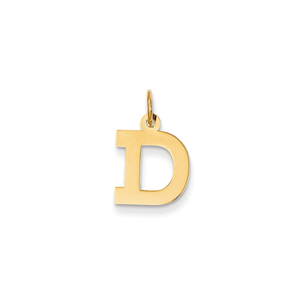 14k Yellow Gold, Amanda Collection, Small Block Initial D Pendant, Item P10415-D by The Black Bow Jewelry Co.