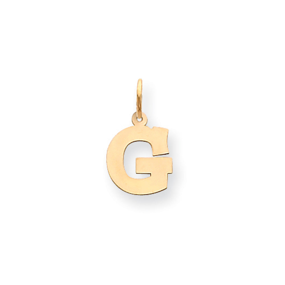 14k Yellow Gold, Amanda Collection, Small Block Initial G Pendant, Item P10415-G by The Black Bow Jewelry Co.