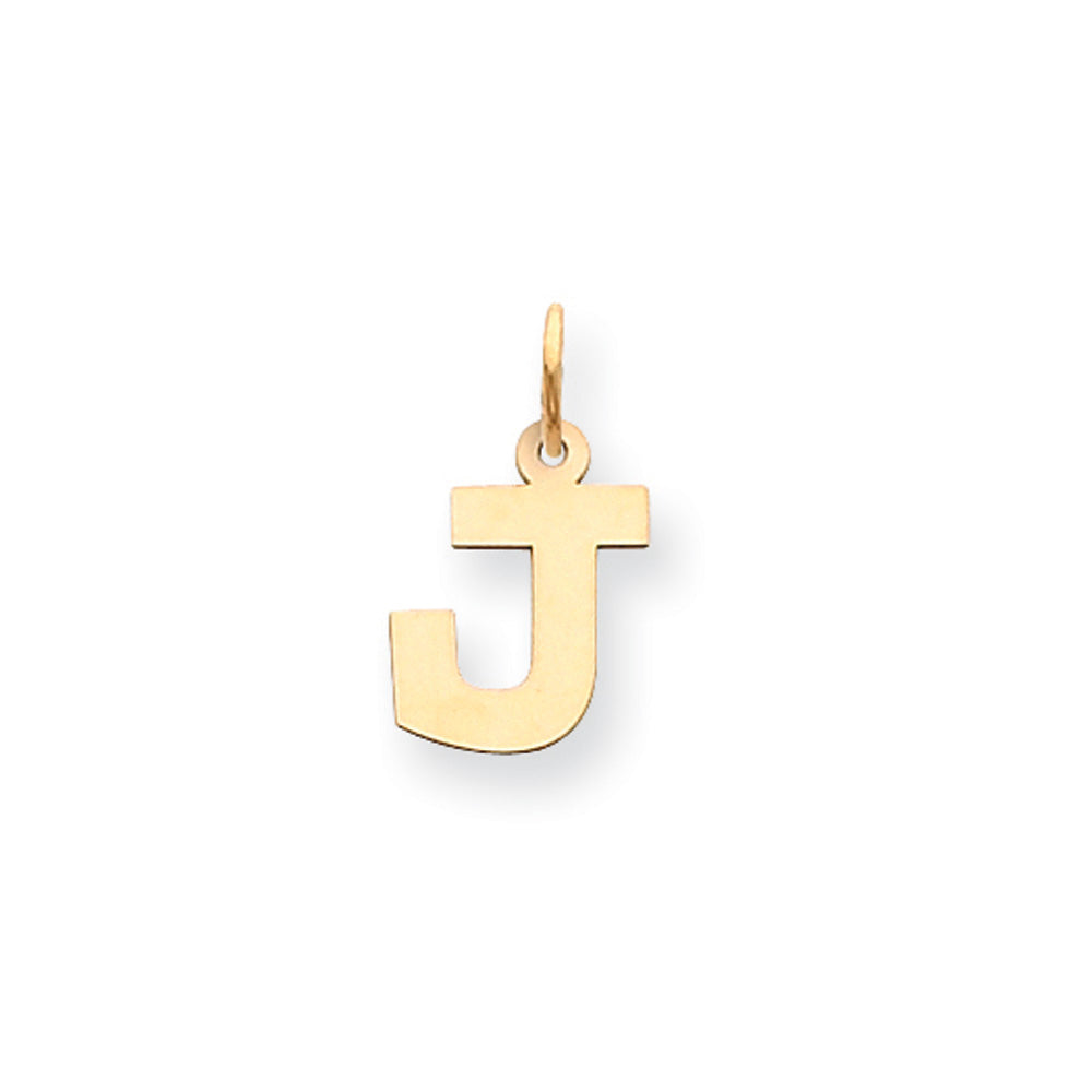 14k Yellow Gold, Amanda Collection, Small Block Initial J Pendant, Item P10415-J by The Black Bow Jewelry Co.