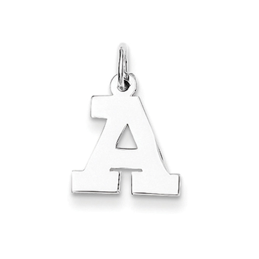 Sterling Silver, Amanda Collection Small Block Style Initial A Pendant, Item P10417-A by The Black Bow Jewelry Co.