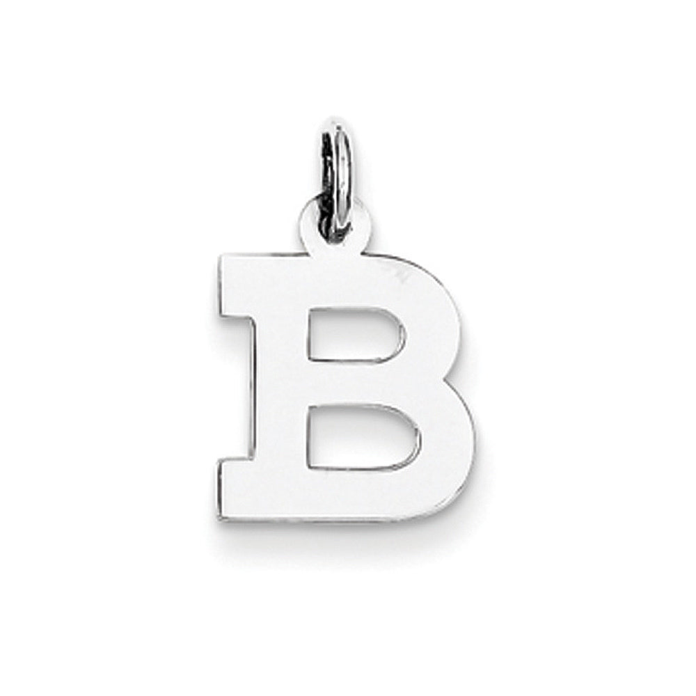 Sterling Silver, Amanda Collection Small Block Style Initial B Pendant, Item P10417-B by The Black Bow Jewelry Co.