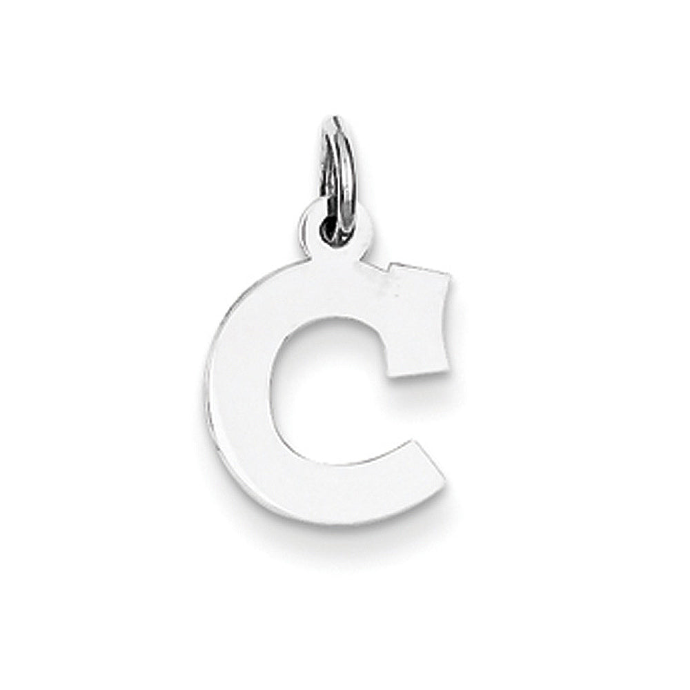 Sterling Silver, Amanda Collection Small Block Style Initial C Pendant, Item P10417-C by The Black Bow Jewelry Co.