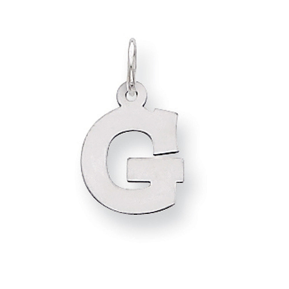 Sterling Silver, Amanda Collection Small Block Style Initial G Pendant, Item P10417-G by The Black Bow Jewelry Co.