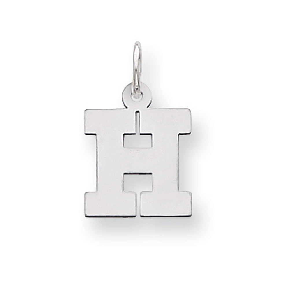 Sterling Silver, Amanda Collection Small Block Style Initial H Pendant, Item P10417-H by The Black Bow Jewelry Co.