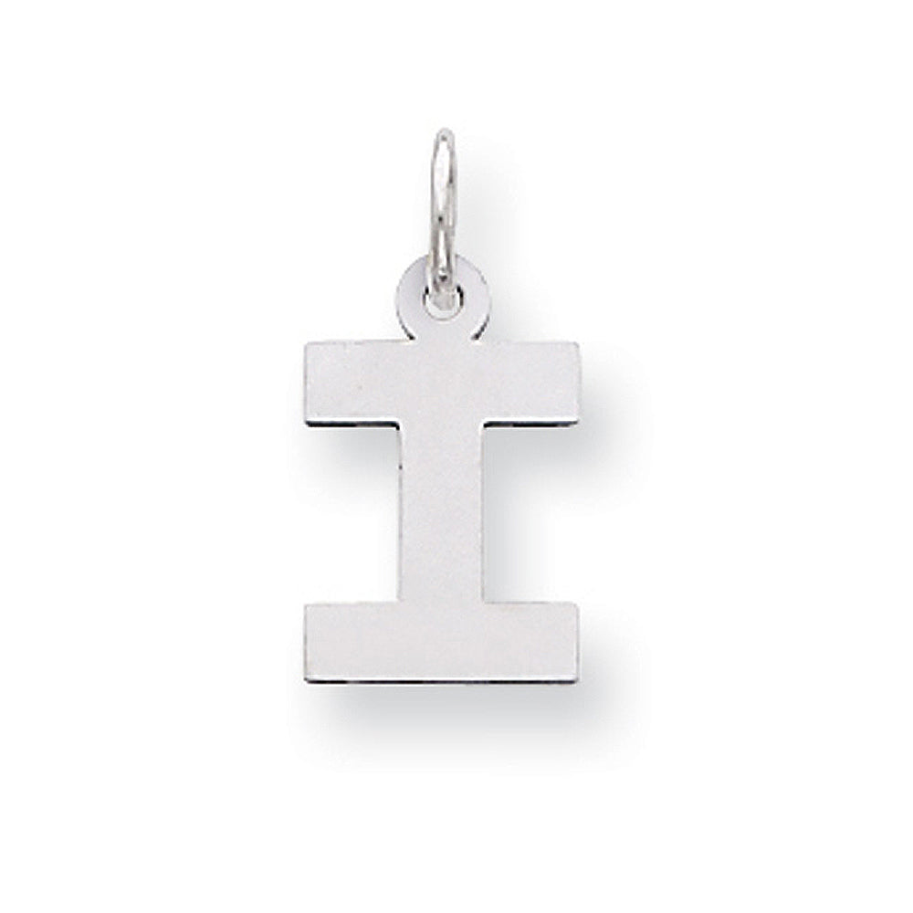 Sterling Silver, Amanda Collection Small Block Style Initial I Pendant, Item P10417-I by The Black Bow Jewelry Co.