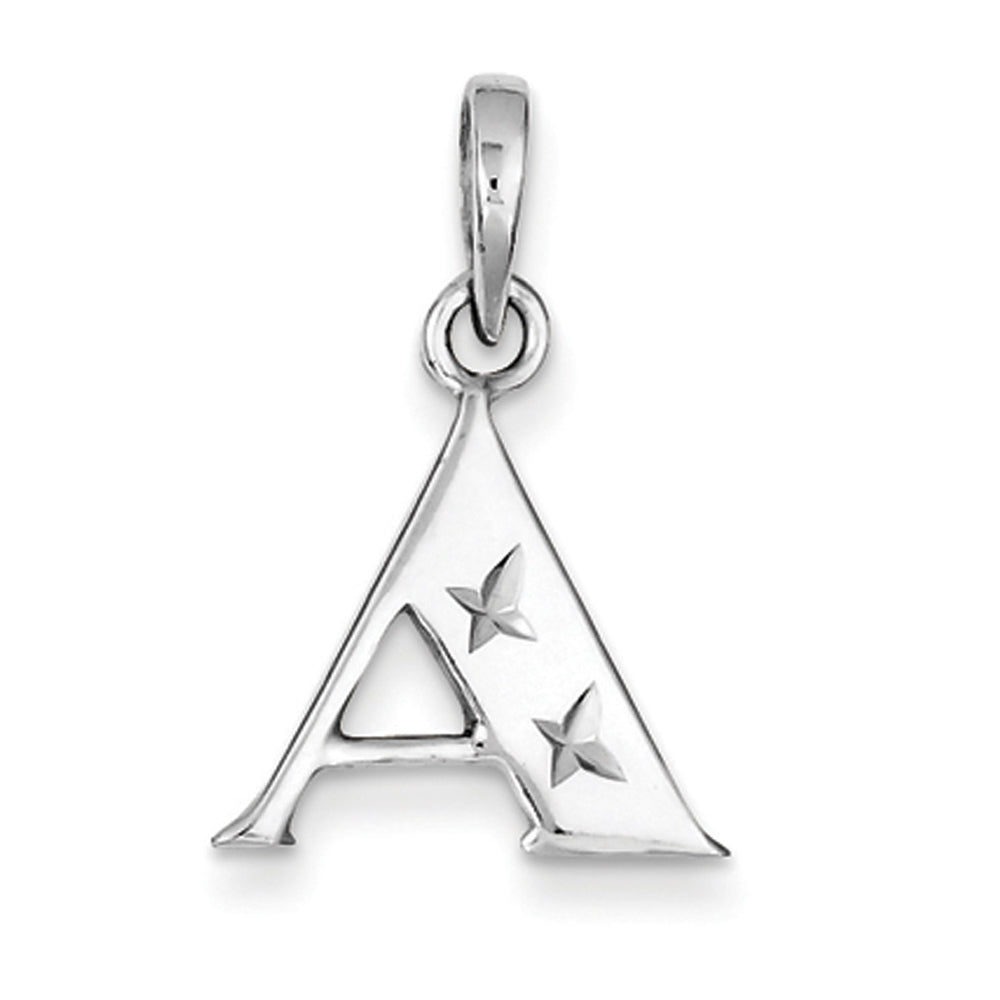 Sterling Silver, Sabrina Collection, D/C Block Initial  A Pendant, Item P10420-A by The Black Bow Jewelry Co.