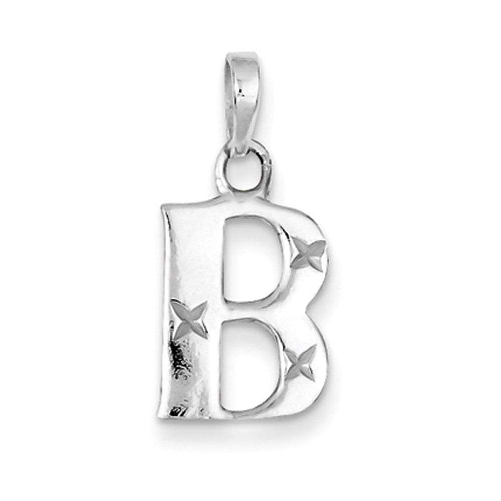 Sterling Silver, Sabrina Collection, D/C Block Initial  B Pendant, Item P10420-B by The Black Bow Jewelry Co.