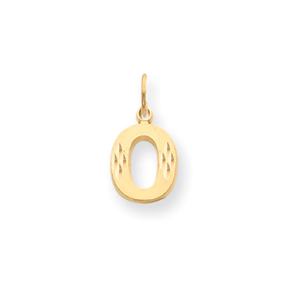 14k Yellow Gold, Julia Collection, Small Satin Block Initial O Pendant, Item P10422-O by The Black Bow Jewelry Co.