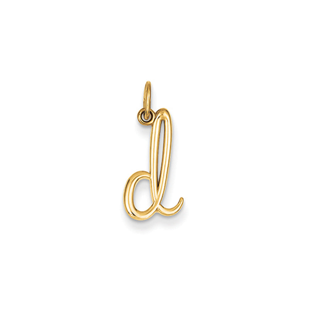 14k Yellow Gold, Claire Collection Mini Lower Case Initial D Charm, Item P10424-D by The Black Bow Jewelry Co.
