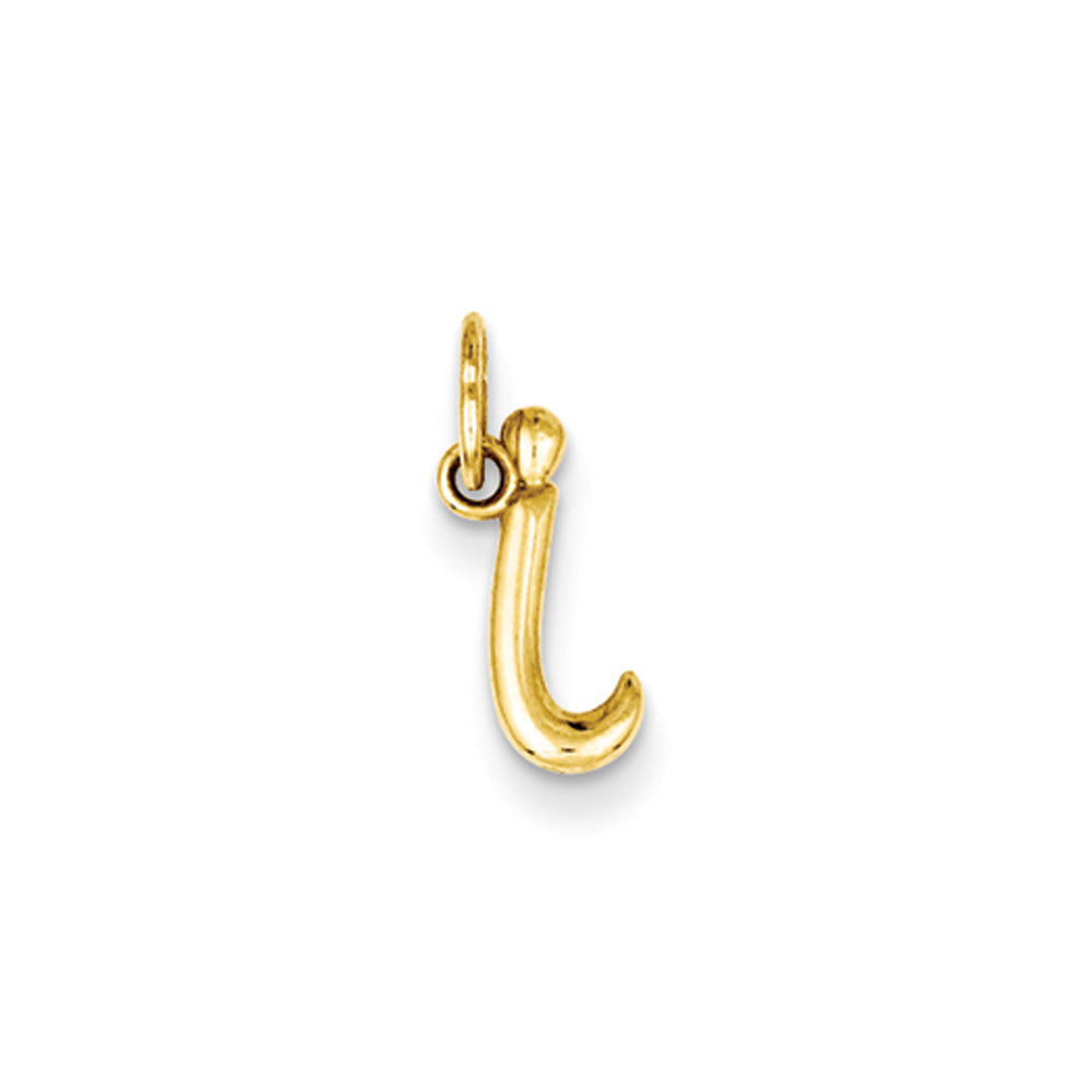 14k Yellow Gold, Claire Collection Mini Lower Case Initial I Charm, Item P10424-I by The Black Bow Jewelry Co.