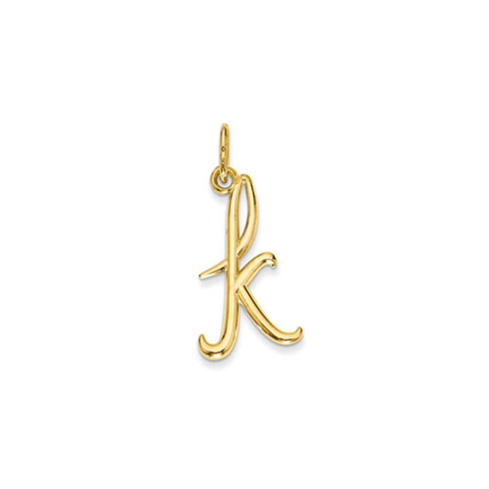 14k Yellow Gold, Claire Collection Mini Lower Case Initial K Charm, Item P10424-K by The Black Bow Jewelry Co.