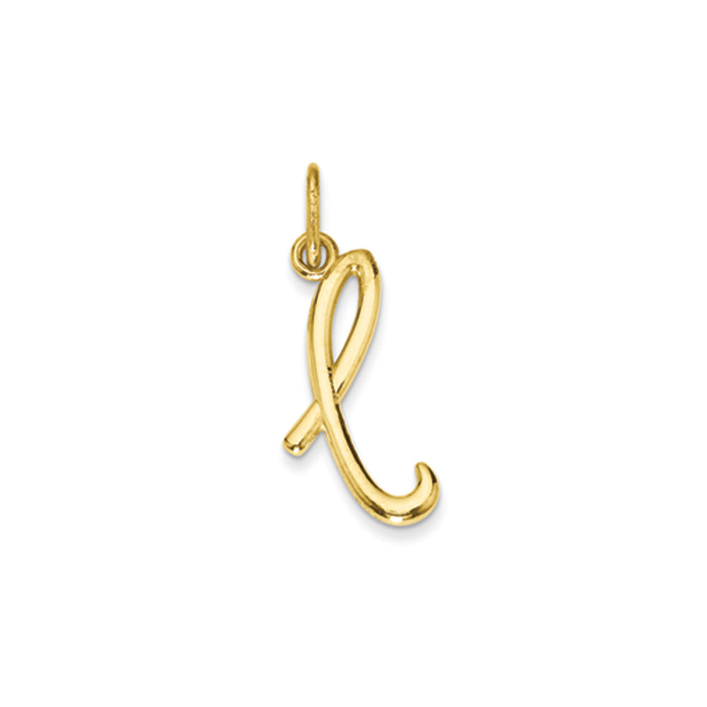 14k Yellow Gold, Claire Collection Mini Lower Case Initial L Charm, Item P10424-L by The Black Bow Jewelry Co.