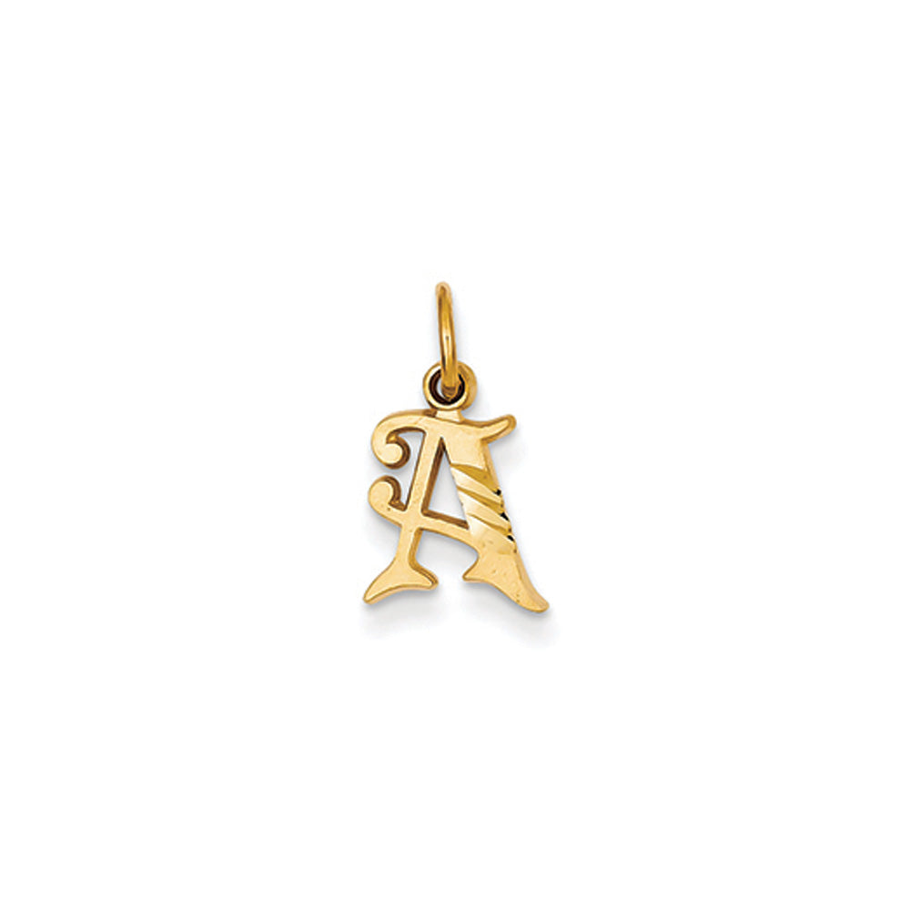 14k Yellow Gold, Isabelle Collection, Mini Letter A Initial Charm, Item P10428-A by The Black Bow Jewelry Co.