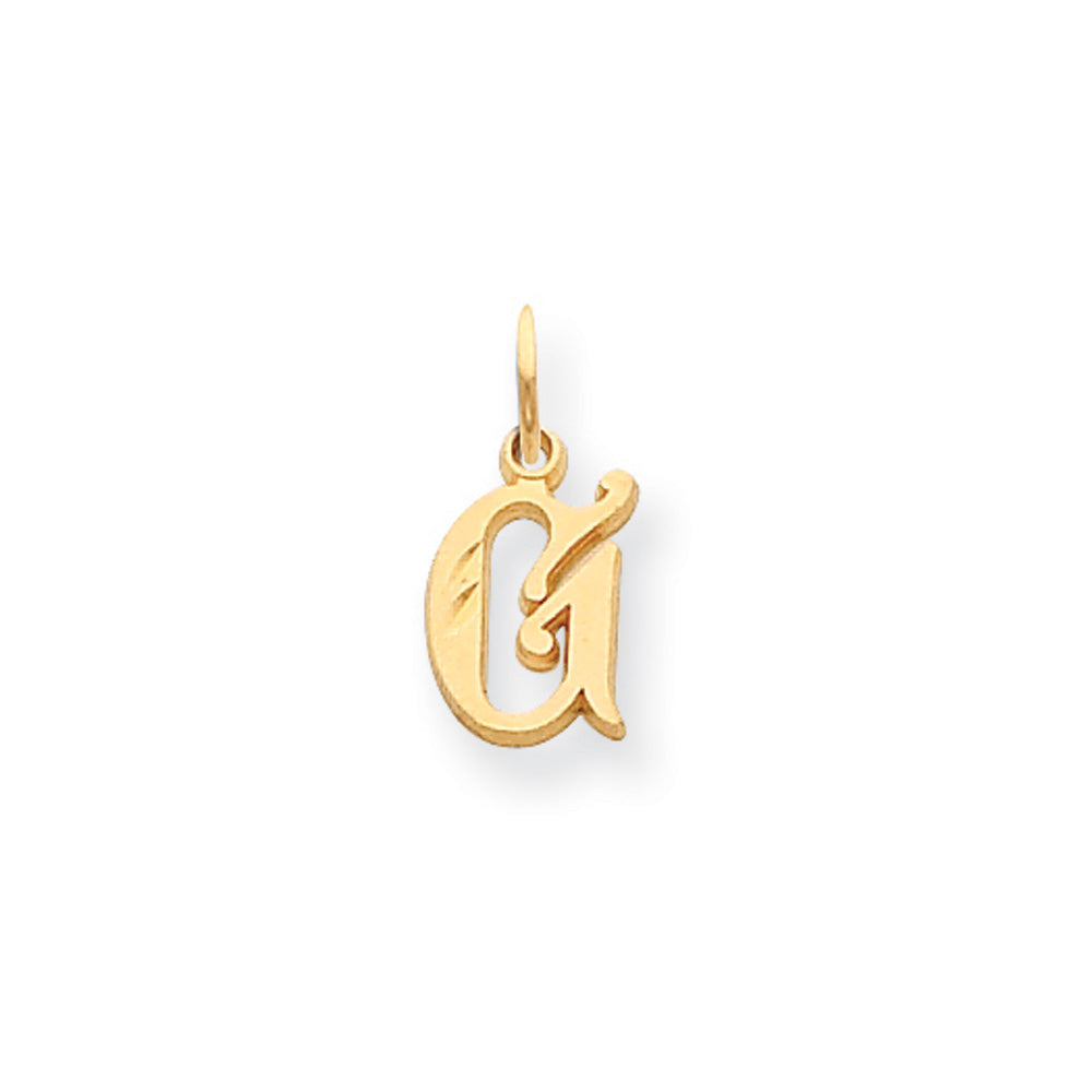 14k Yellow Gold, Isabelle Collection, Mini Letter G Initial Charm, Item P10428-G by The Black Bow Jewelry Co.