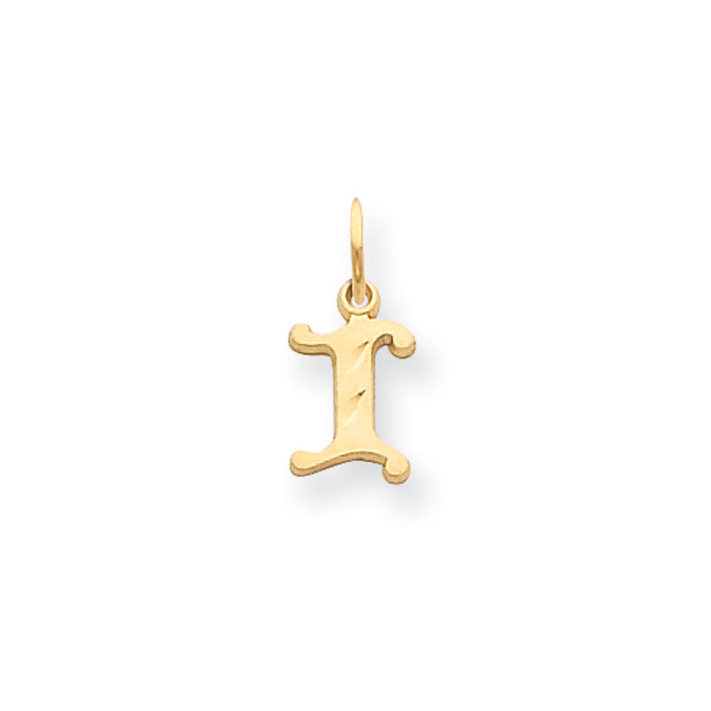 14k Yellow Gold, Isabelle Collection, Mini Letter I Initial Charm, Item P10428-I by The Black Bow Jewelry Co.