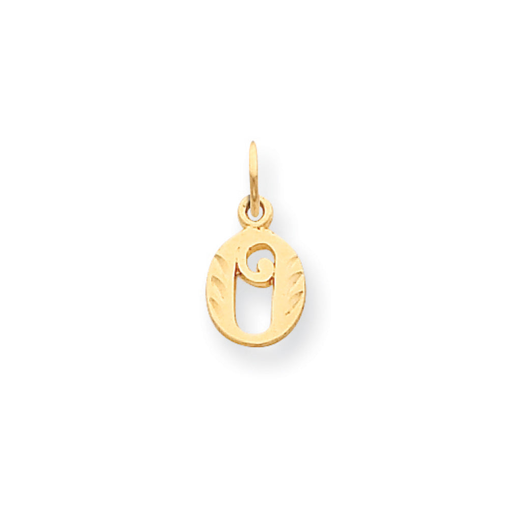 14k Yellow Gold, Isabelle Collection, Mini Letter O Initial Charm, Item P10428-O by The Black Bow Jewelry Co.