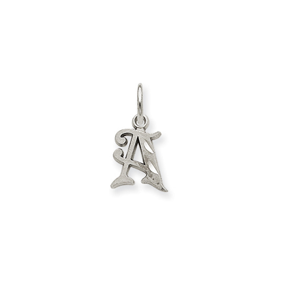 14k White Gold, Isabelle Collection, Mini Letter A Initial Charm, Item P10429-A by The Black Bow Jewelry Co.