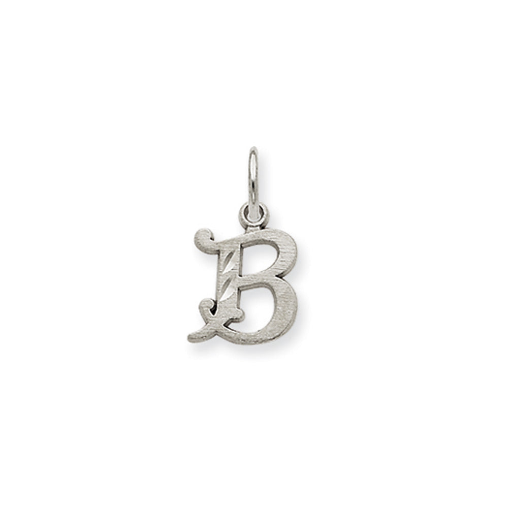 14k White Gold, Isabelle Collection, Mini Letter B Initial Charm, Item P10429-B by The Black Bow Jewelry Co.