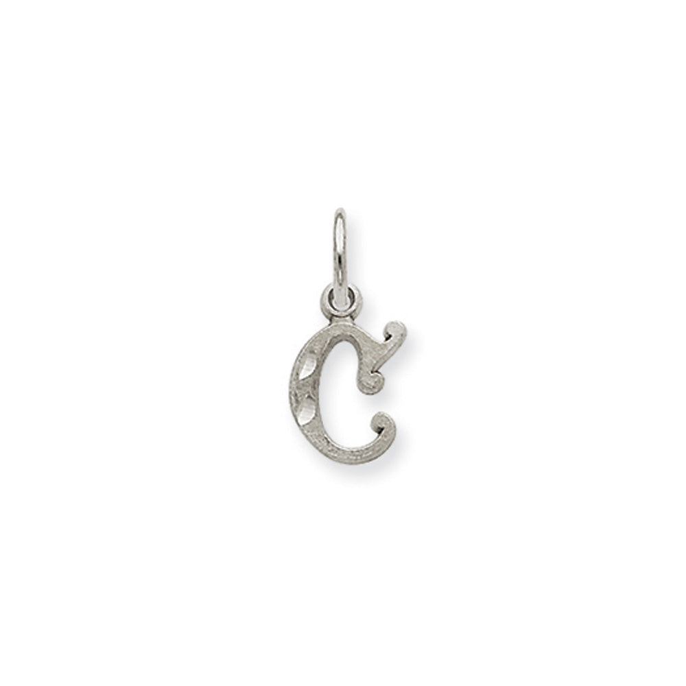 14k White Gold, Isabelle Collection, Mini Letter C Initial Charm, Item P10429-C by The Black Bow Jewelry Co.