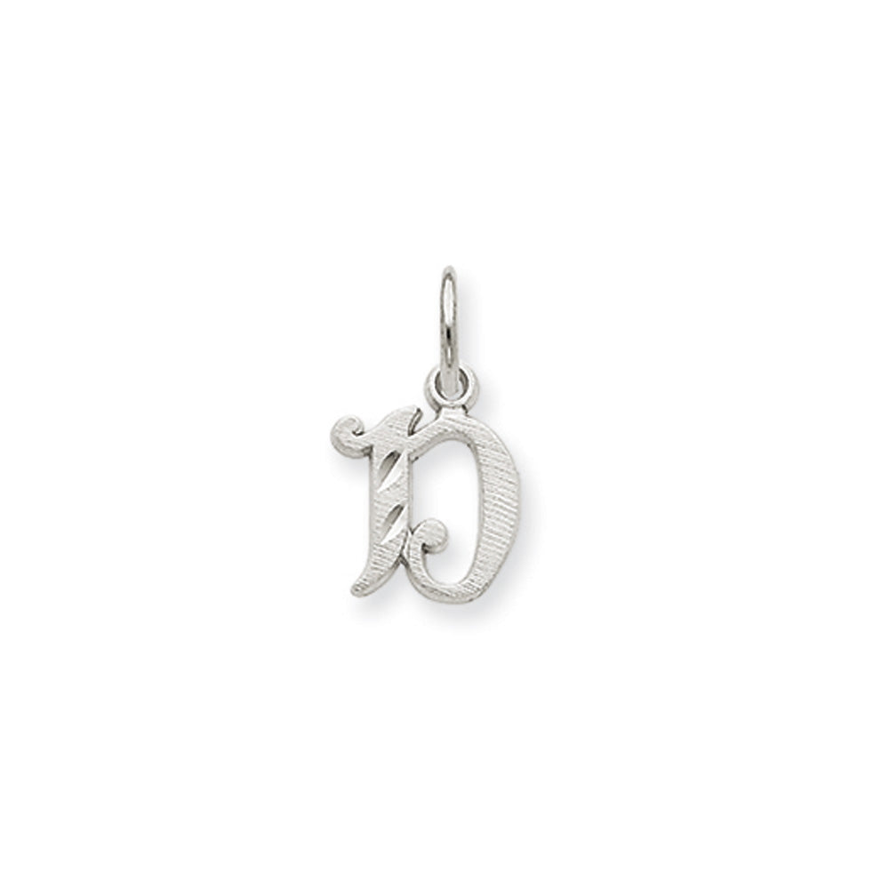 14k White Gold, Isabelle Collection, Mini Letter D Initial Charm, Item P10429-D by The Black Bow Jewelry Co.