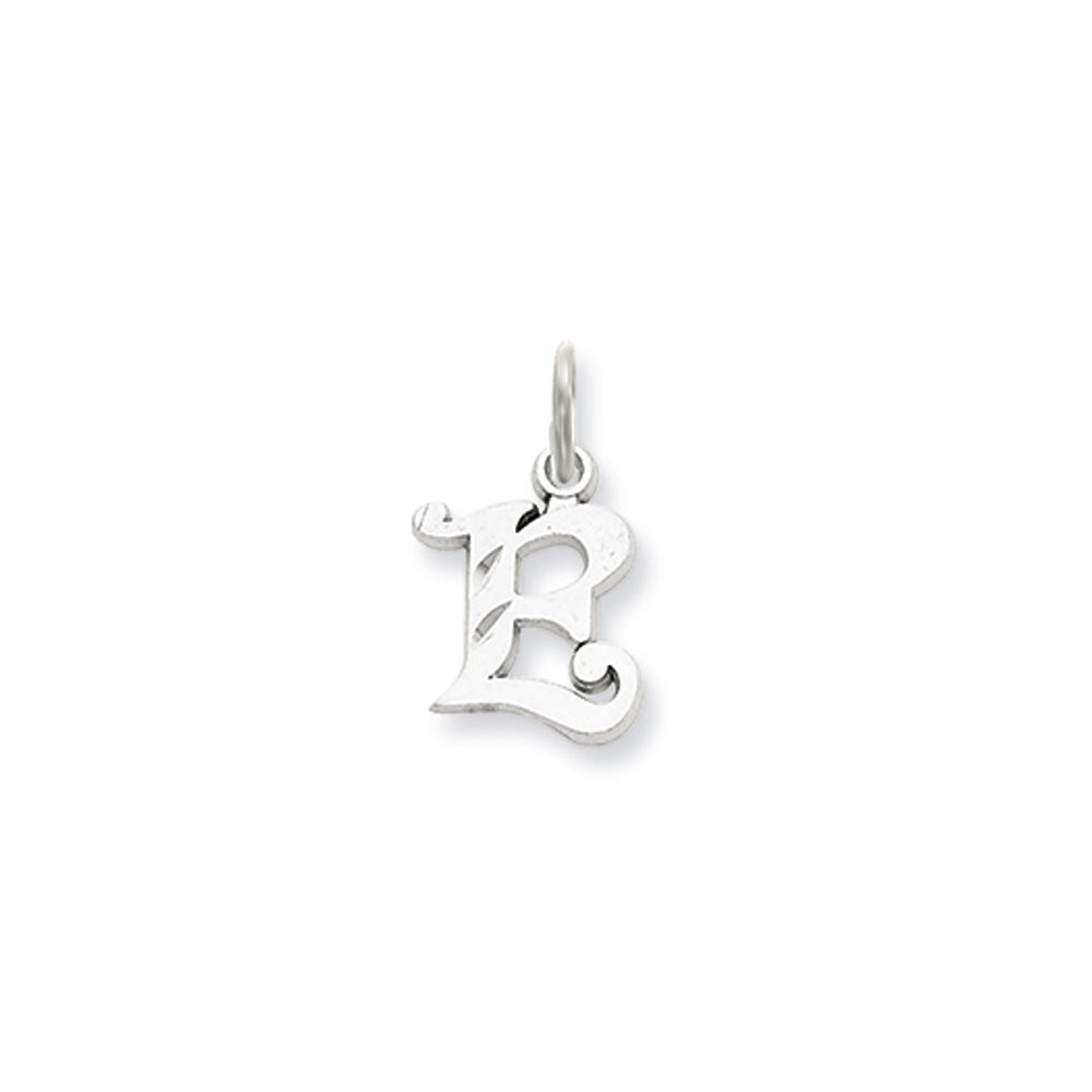 14k White Gold, Isabelle Collection, Mini Letter E Initial Charm, Item P10429-E by The Black Bow Jewelry Co.