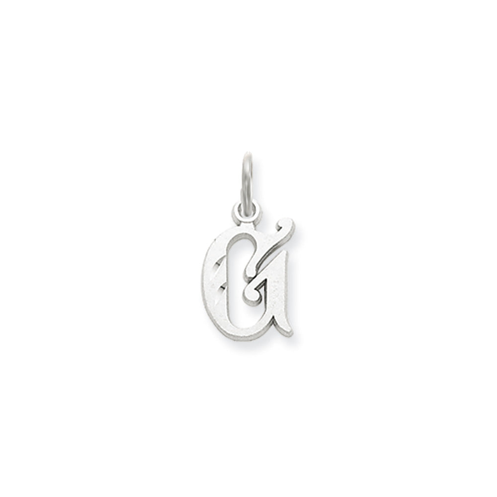 14k White Gold, Isabelle Collection, Mini Letter G Initial Charm, Item P10429-G by The Black Bow Jewelry Co.