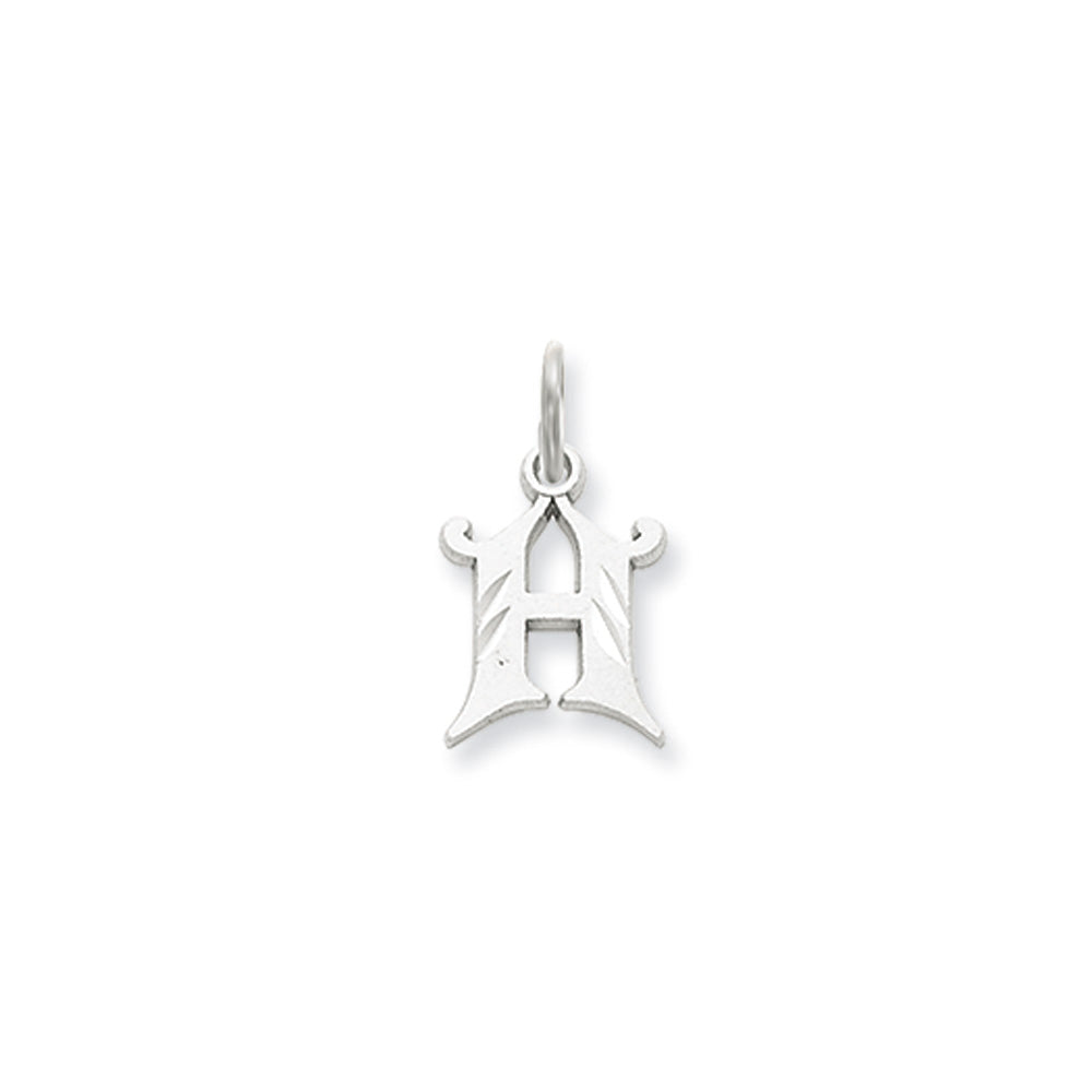 14k White Gold, Isabelle Collection, Mini Letter H Initial Charm, Item P10429-H by The Black Bow Jewelry Co.