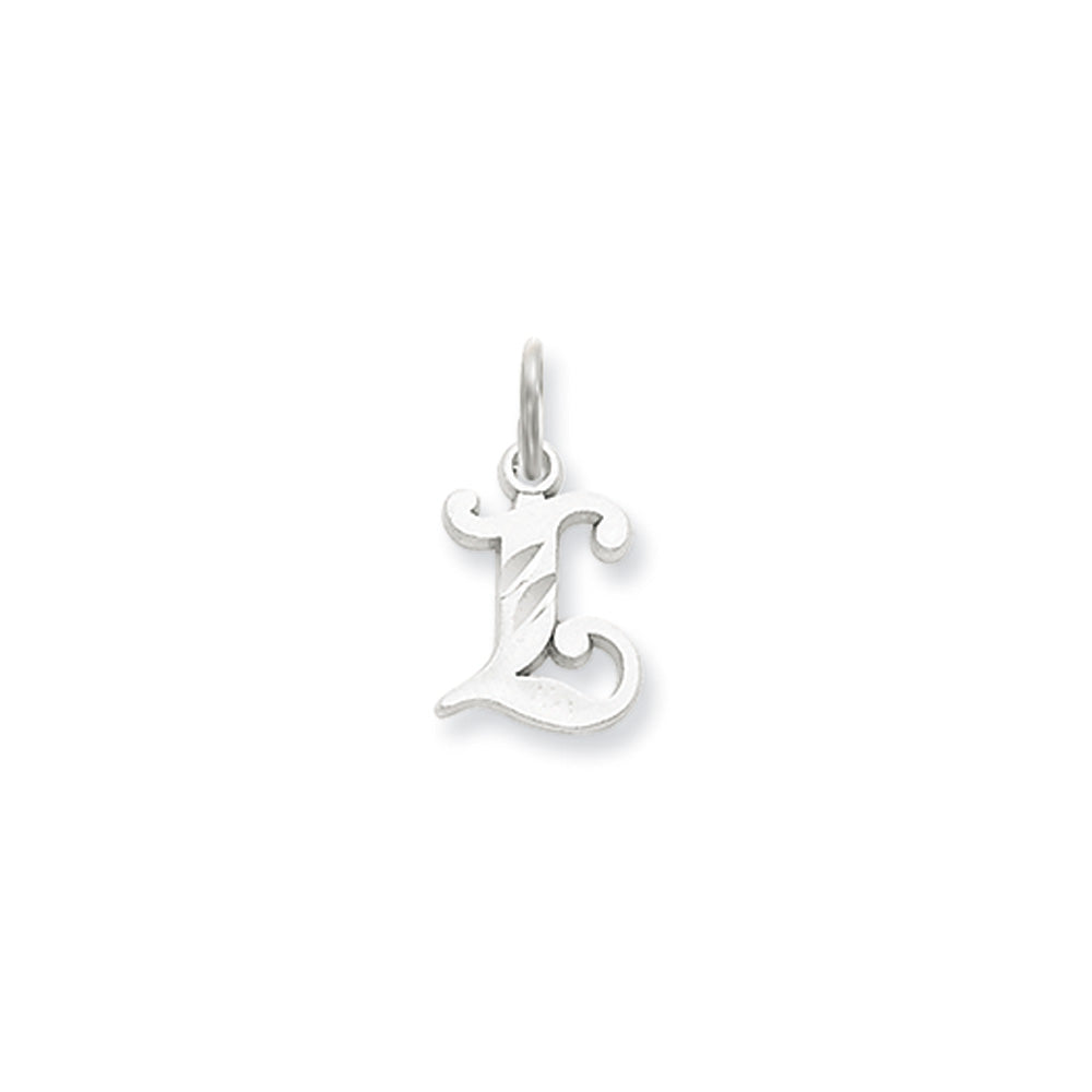 14k White Gold, Isabelle Collection, Mini Letter L Initial Charm, Item P10429-L by The Black Bow Jewelry Co.