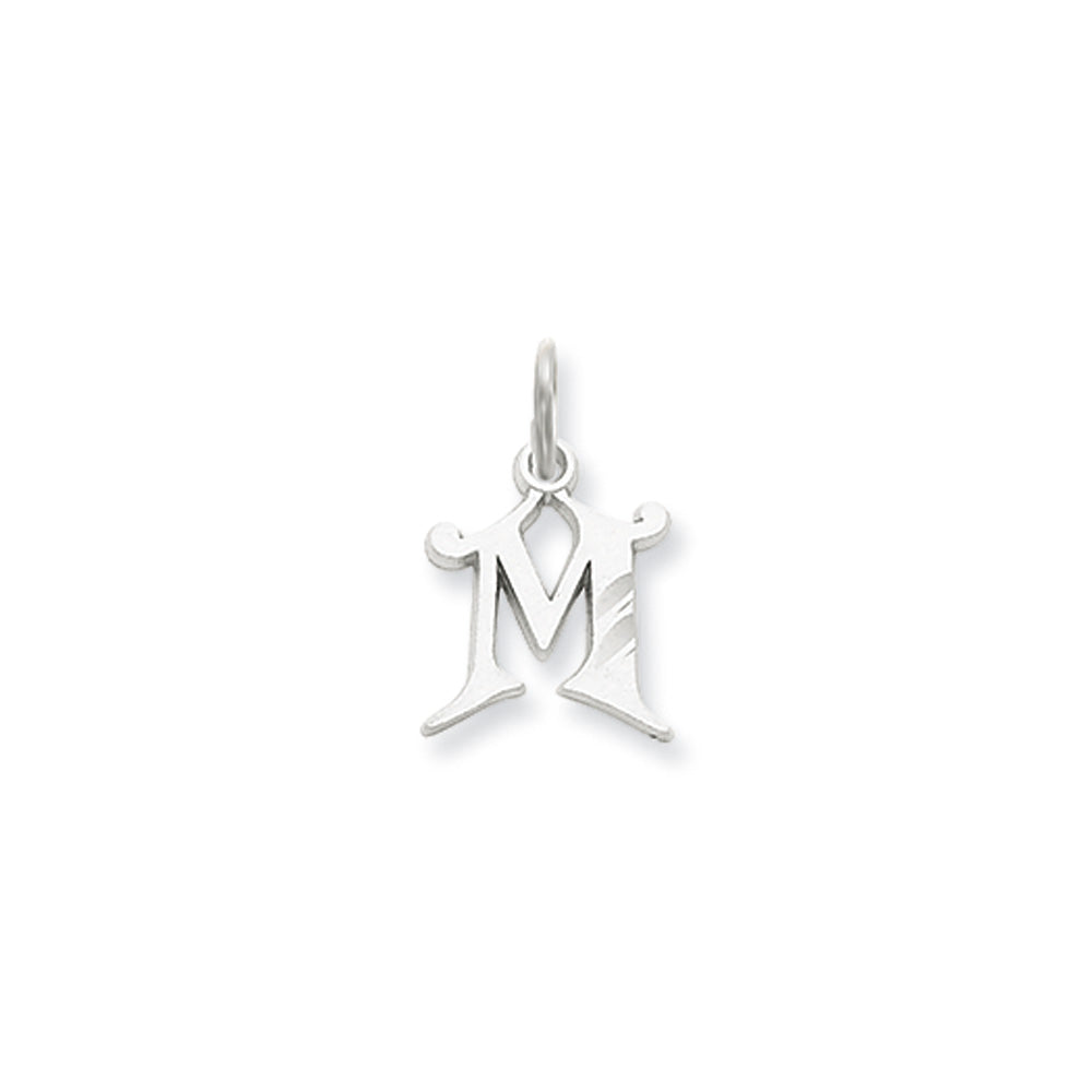 14k White Gold, Isabelle Collection, Mini Letter M Initial Charm, Item P10429-M by The Black Bow Jewelry Co.