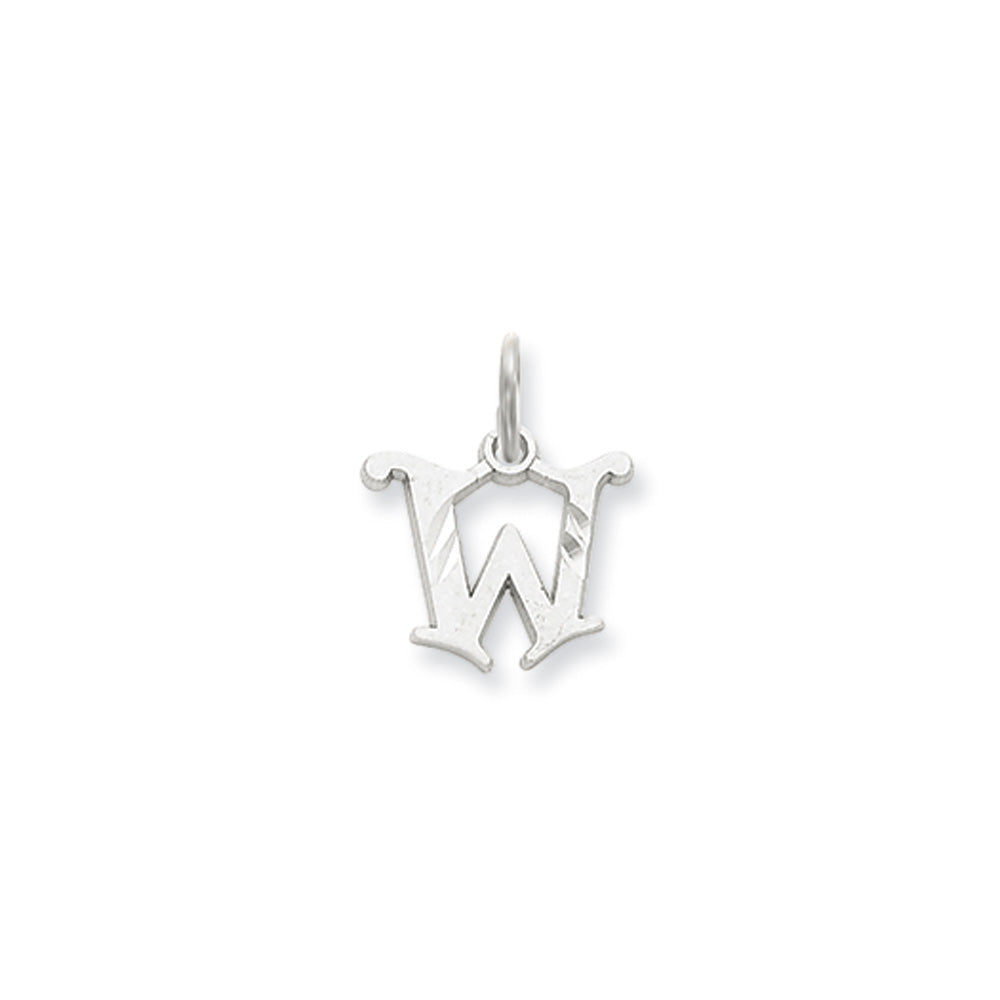 14k White Gold, Isabelle Collection, Mini Letter W Initial Charm, Item P10429-W by The Black Bow Jewelry Co.