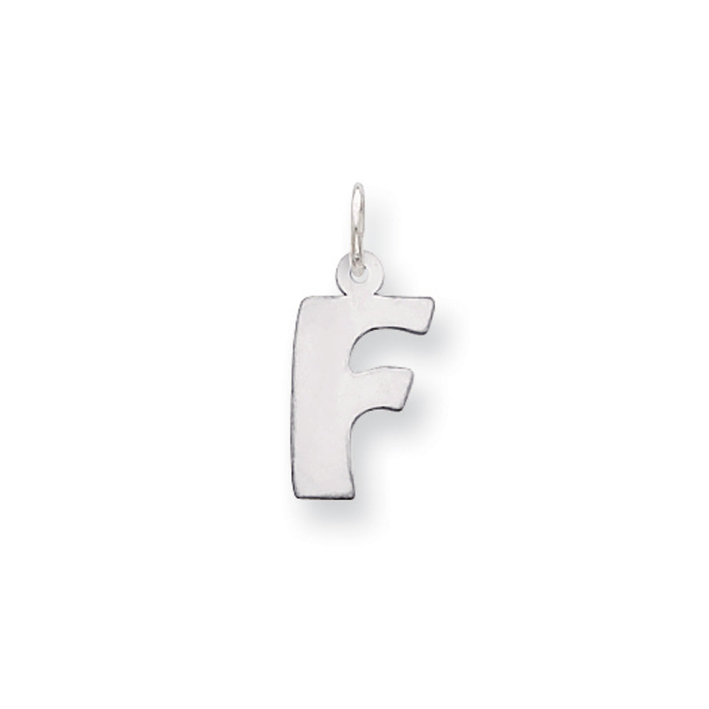 Sterling Silver, Kate Collection, Bubble Block Initial F Pendant, Item P10430-F by The Black Bow Jewelry Co.