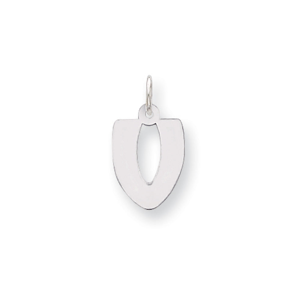 Sterling Silver, Kate Collection, Bubble Block Initial V Pendant, Item P10430-V by The Black Bow Jewelry Co.