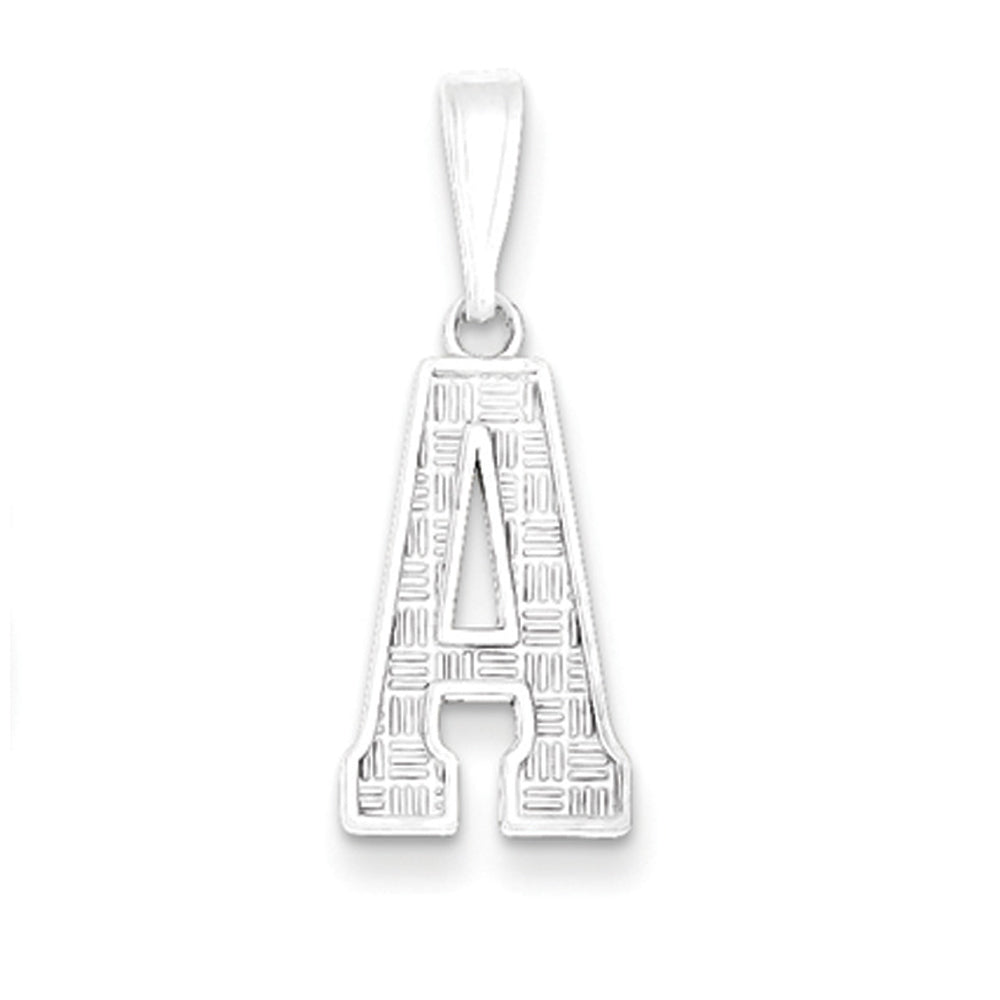 Sterling Silver, Sami Collection, Textured Block Initial A Pendant, Item P10431-A by The Black Bow Jewelry Co.