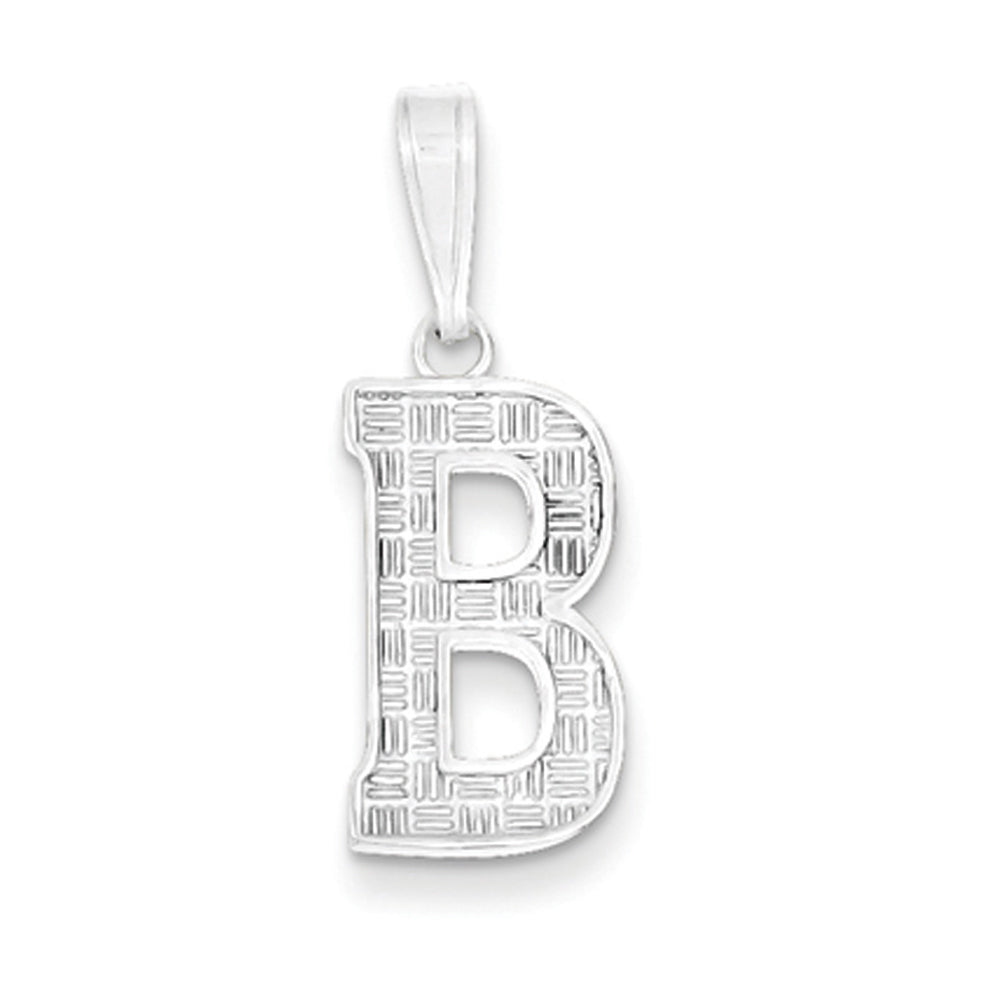 Sterling Silver, Sami Collection, Textured Block Initial B Pendant, Item P10431-B by The Black Bow Jewelry Co.