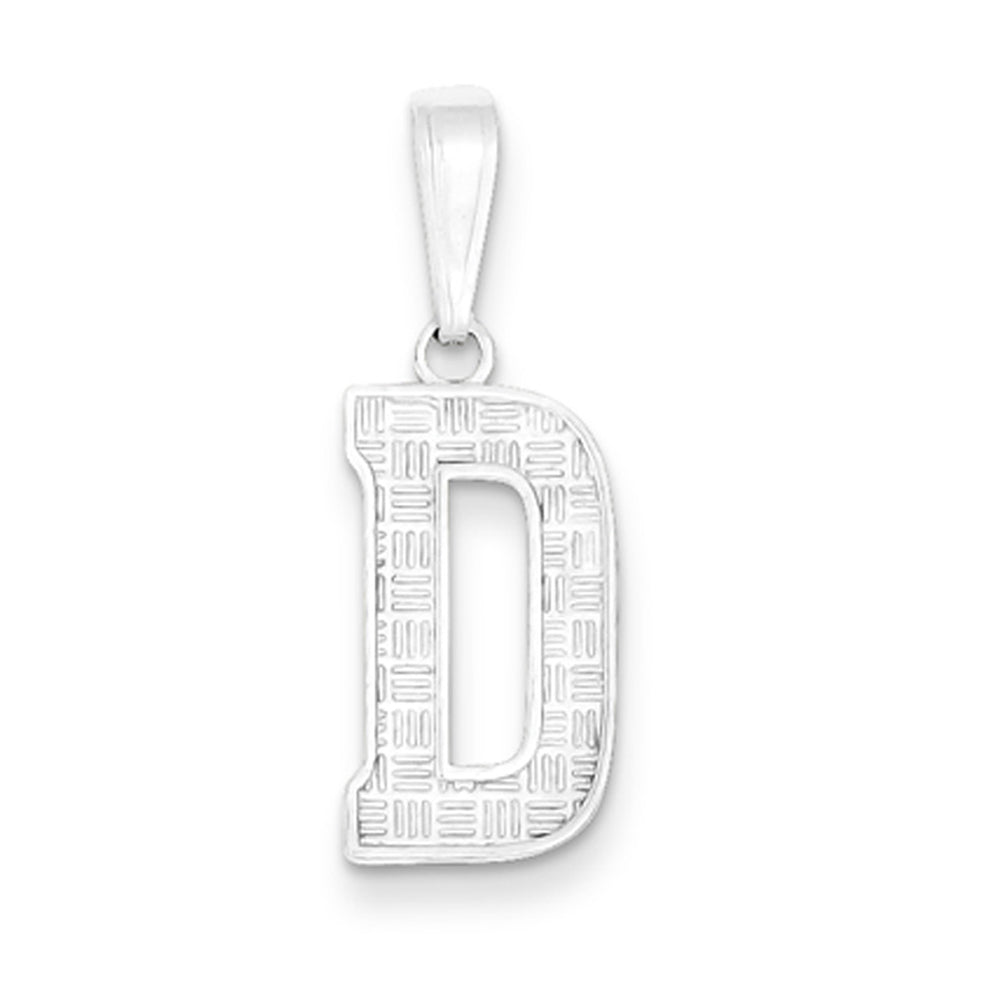 Sterling Silver, Sami Collection, Textured Block Initial D Pendant, Item P10431-D by The Black Bow Jewelry Co.