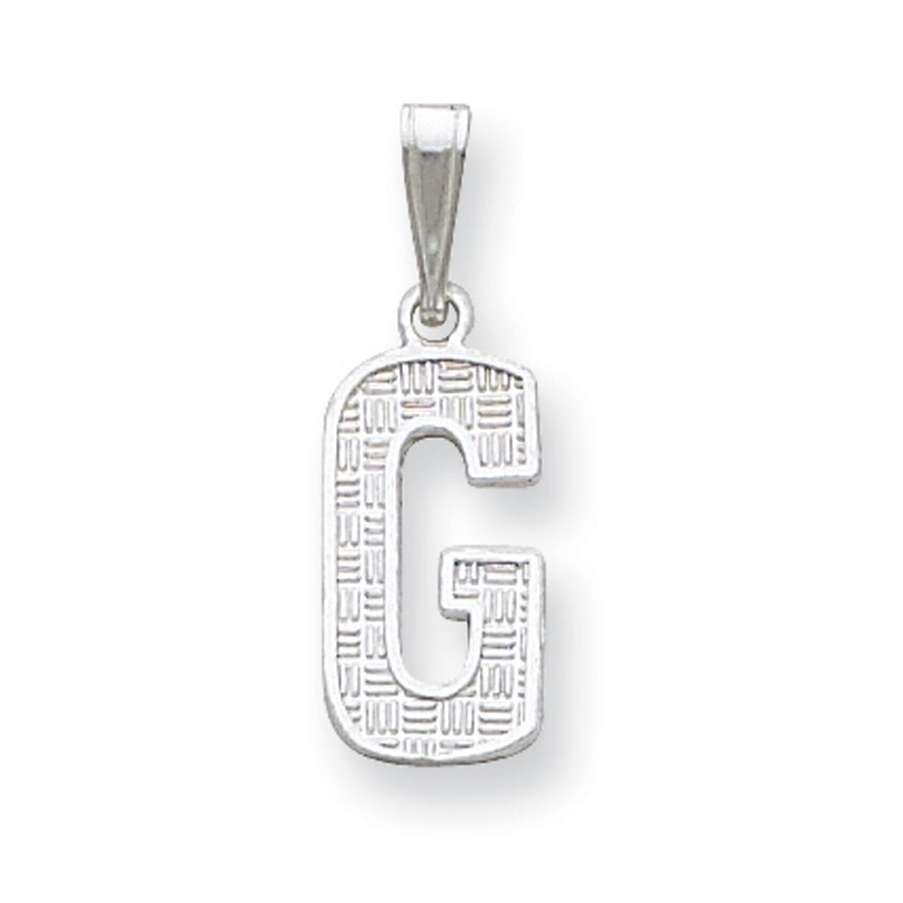 Sterling Silver, Sami Collection, Textured Block Initial G Pendant, Item P10431-G by The Black Bow Jewelry Co.