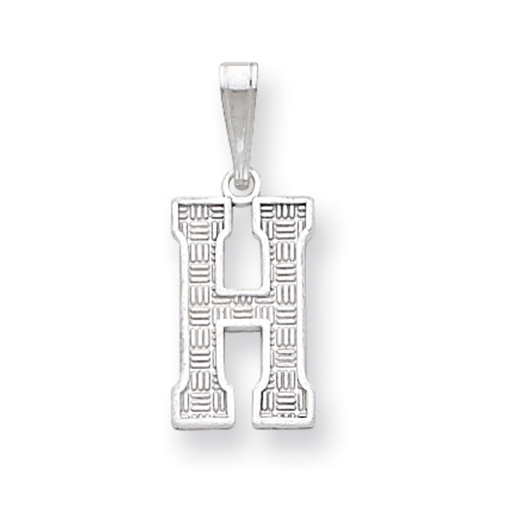 Sterling Silver, Sami Collection, Textured Block Initial H Pendant, Item P10431-H by The Black Bow Jewelry Co.