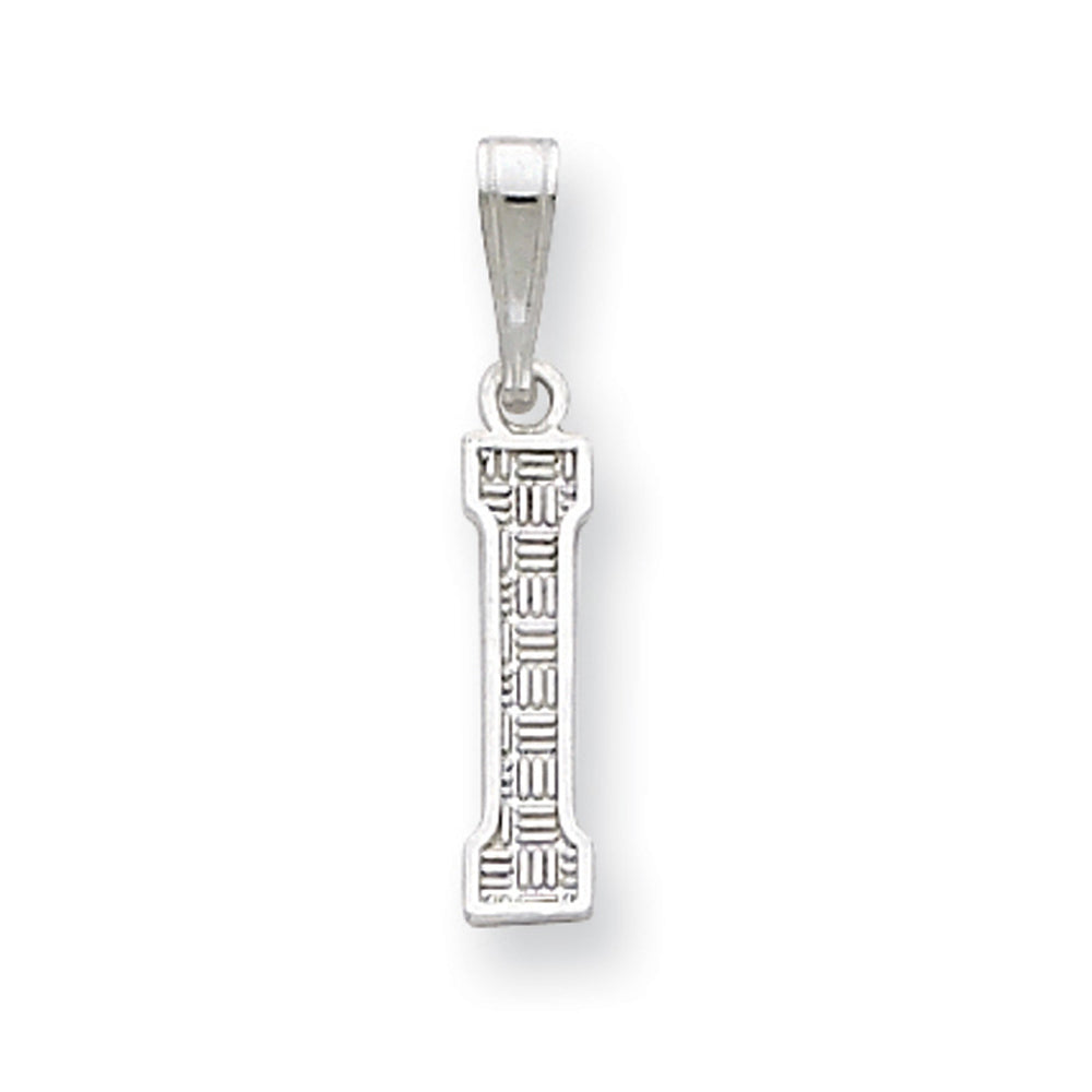 Sterling Silver, Sami Collection, Textured Block Initial I Pendant, Item P10431-I by The Black Bow Jewelry Co.