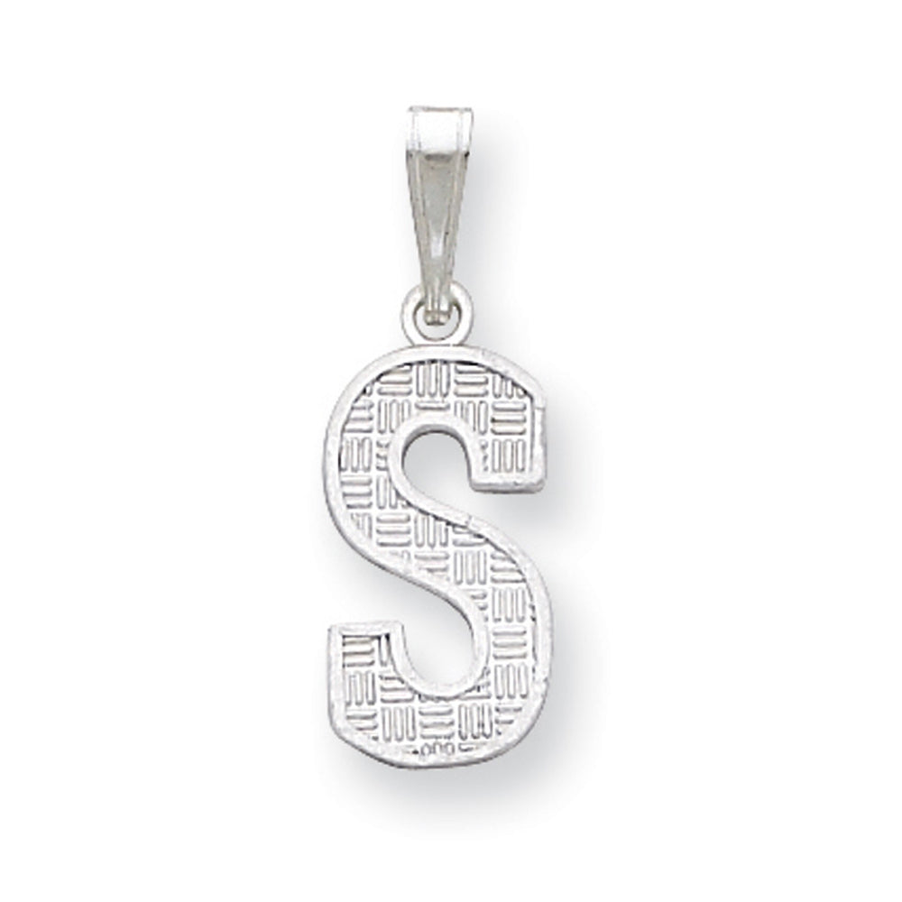 Sterling Silver, Sami Collection, Textured Block Initial S Pendant, Item P10431-S by The Black Bow Jewelry Co.