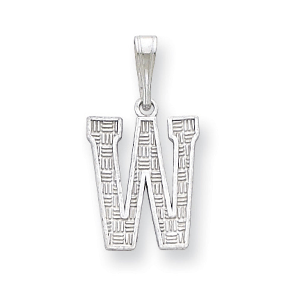 Sterling Silver, Sami Collection, Textured Block Initial W Pendant, Item P10431-W by The Black Bow Jewelry Co.