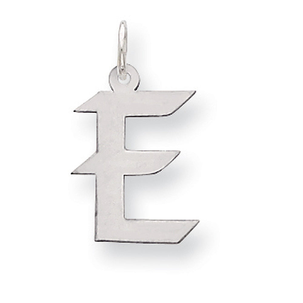 Sterling Silver Karlie Collection Artisan Block Initial Charm Letter E, Item P10432-E by The Black Bow Jewelry Co.