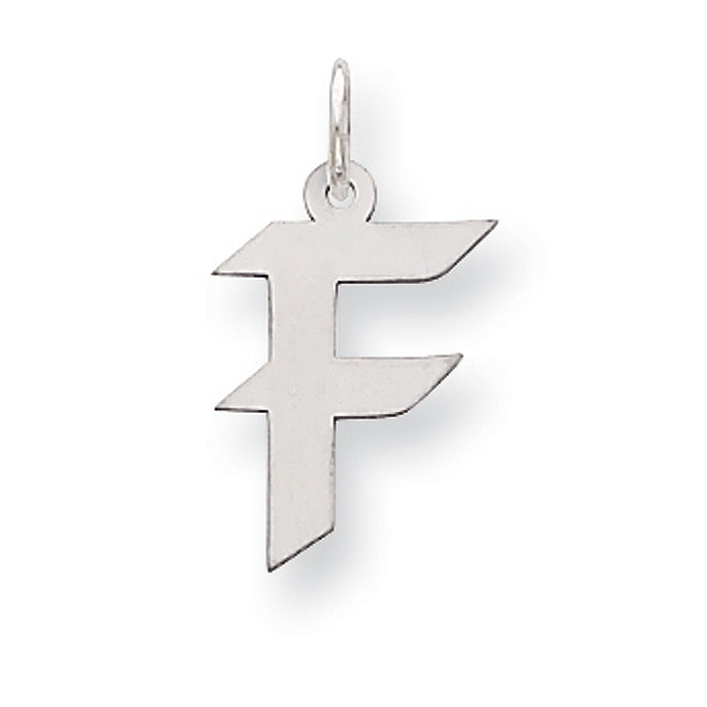 Sterling Silver Karlie Collection Artisan Block Initial Charm Letter F, Item P10432-F by The Black Bow Jewelry Co.