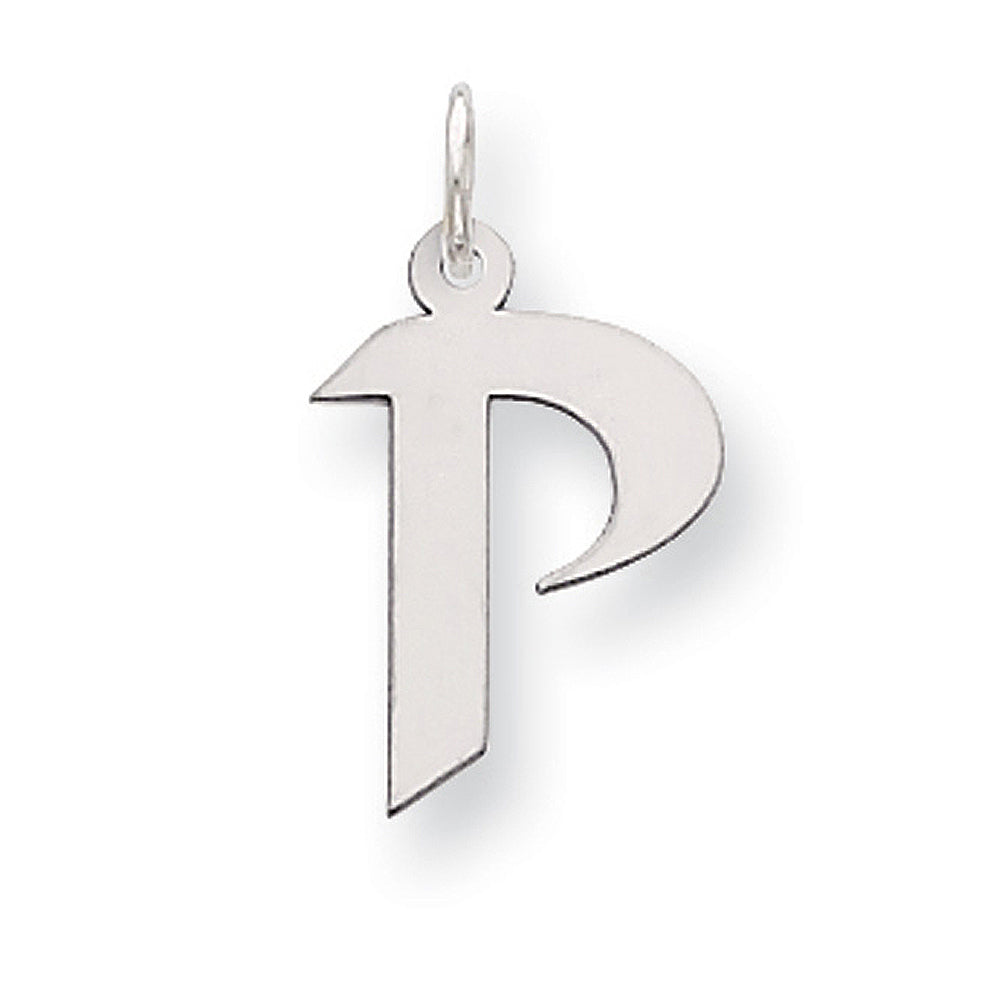 Sterling Silver Karlie Collection Artisan Block Initial Charm Letter P, Item P10432-P by The Black Bow Jewelry Co.