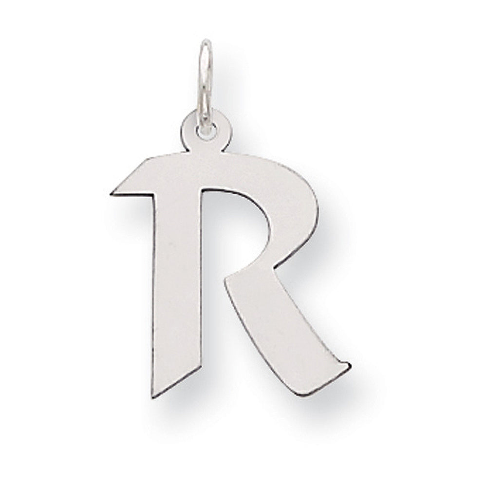 Sterling Silver Karlie Collection Artisan Block Initial Charm Letter R, Item P10432-R by The Black Bow Jewelry Co.