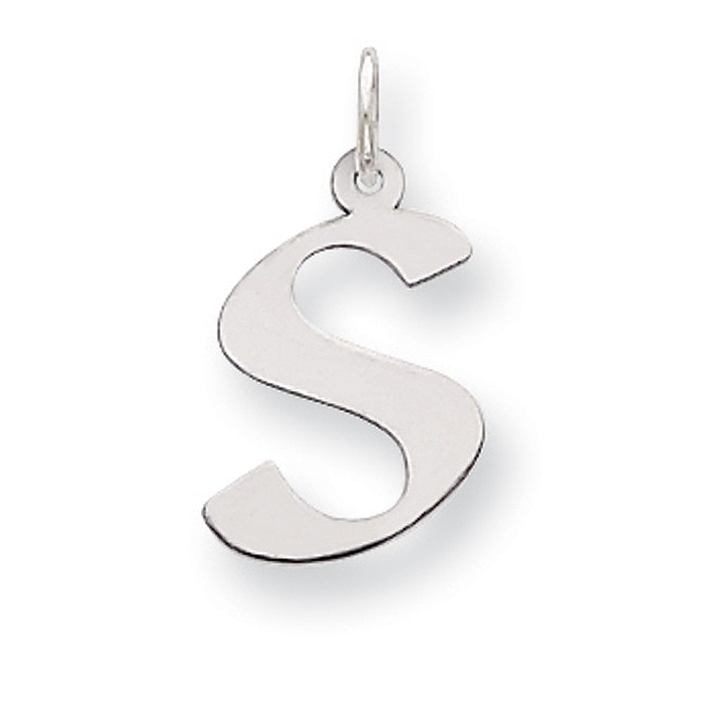 Sterling Silver Karlie Collection Artisan Block Initial Charm Letter S, Item P10432-S by The Black Bow Jewelry Co.