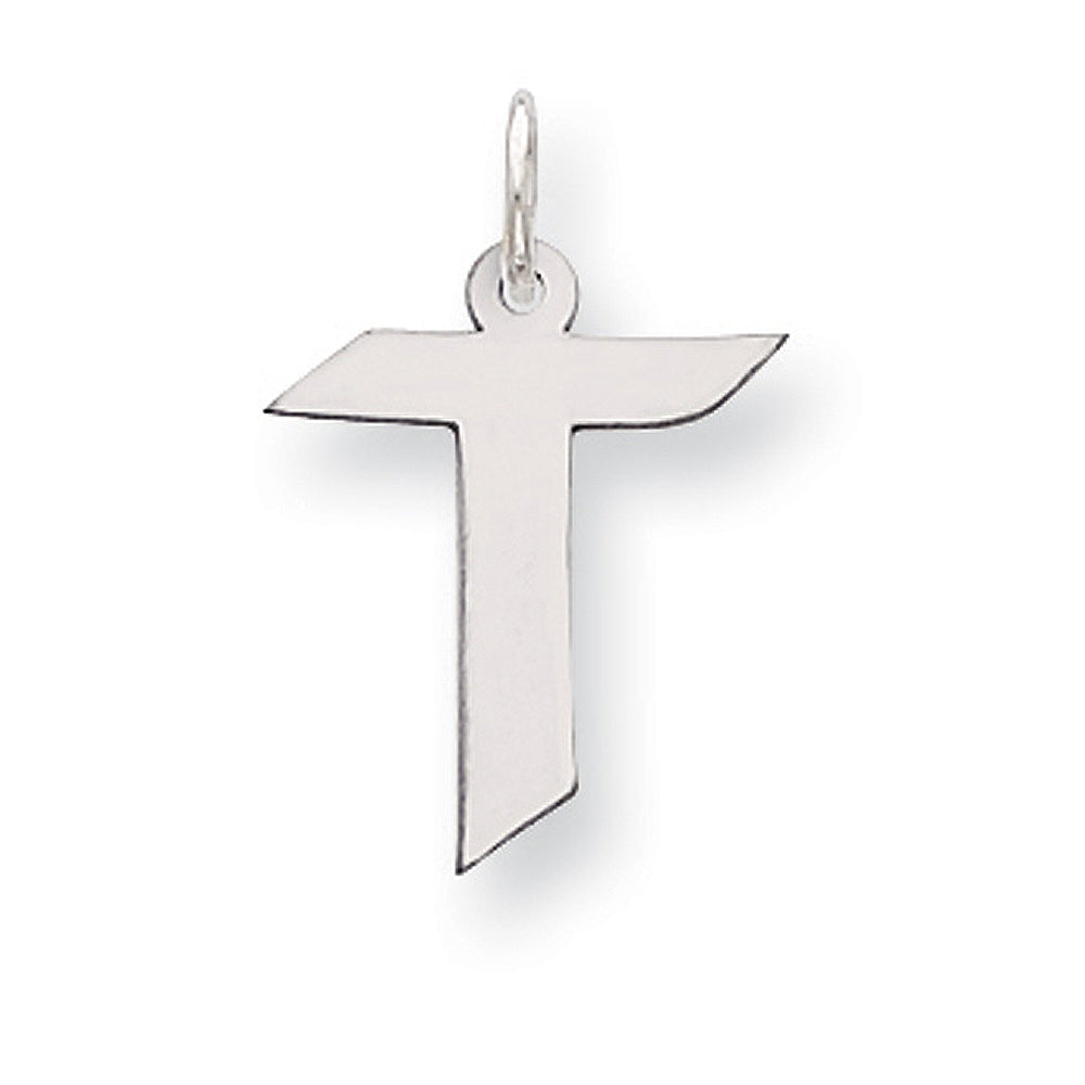Sterling Silver Karlie Collection Artisan Block Initial Charm Letter T, Item P10432-T by The Black Bow Jewelry Co.