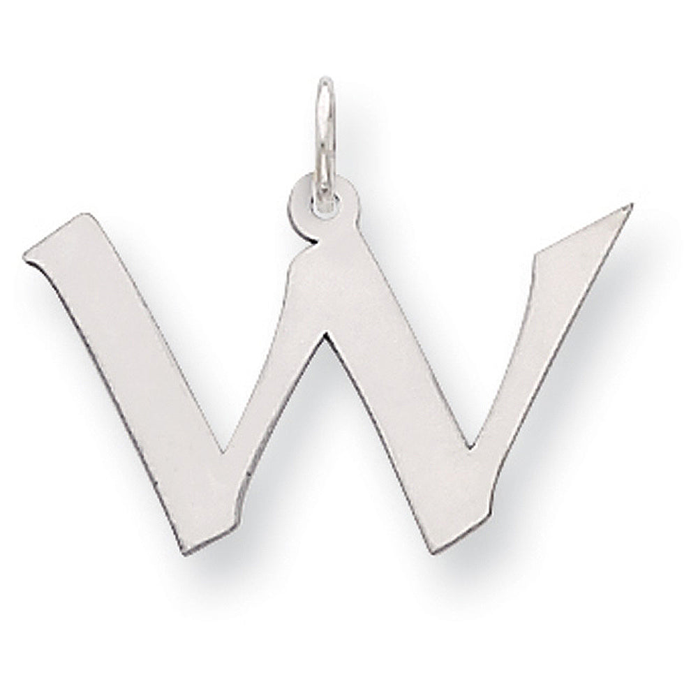 Sterling Silver Karlie Collection Artisan Block Initial Charm Letter W, Item P10432-W by The Black Bow Jewelry Co.