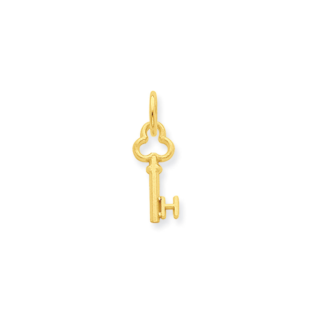 14k Yellow Gold, Hannah Collection, Mini Initial H Shamrock Key Charm, Item P10433-H by The Black Bow Jewelry Co.