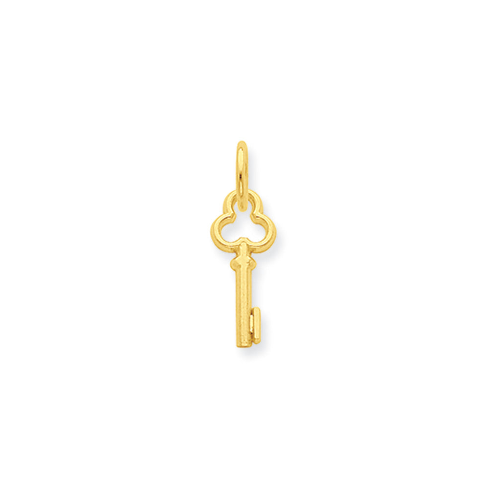 14k Yellow Gold, Hannah Collection, Mini Initial I Shamrock Key Charm, Item P10433-I by The Black Bow Jewelry Co.